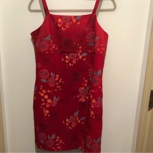 A red spaghetti strap dress